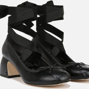 Sam Edelman Women's Della Wrap Up Heels Black Nappa 9M